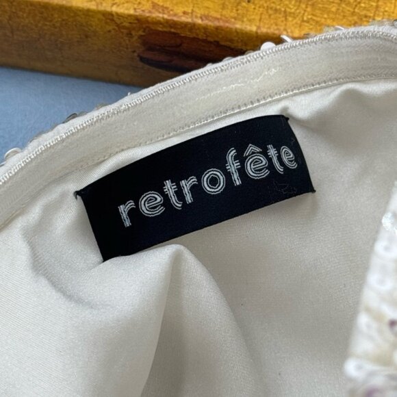 🆕 RETROFETE 🧿 NWOT Omer Sequin Dress, White & Silver, Sz XS (UK 8 US 4 ) - Picture 13 of 16